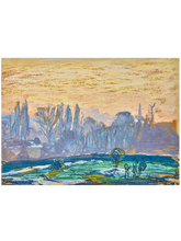 Monet Winter Landscape with Evening Sky - Art Print